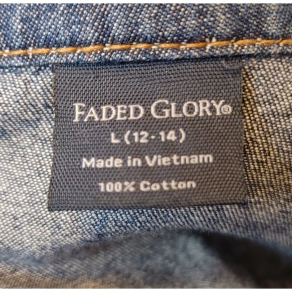 FADED GLORY Womens L Blue Cotton Denim Spring Jacket Double Breast Pockets - Picture 3 of 3